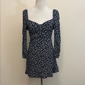 Reformation Navy Floral Mini Dress